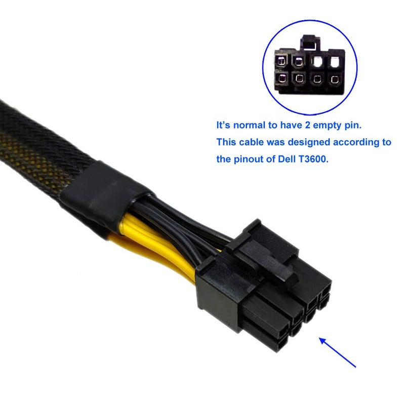 COMeap GPU Power Cable for Dell T3600 T3610 T5600 T5610 T5610 T7600 T7610 5810 T5810 T7810, 8 Pin PCIe to Dual 8 Pin(6+2) Male PCIe Power Adapter 13-inch(34cm) - Image 2